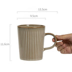 Textured Vertical Ribbed Ceramic Mug, 20oz Japanese Wabi-Sabi Style Coffee Cup, Vintage Rough Stoneware Tea Mug, Dishwasher Safe