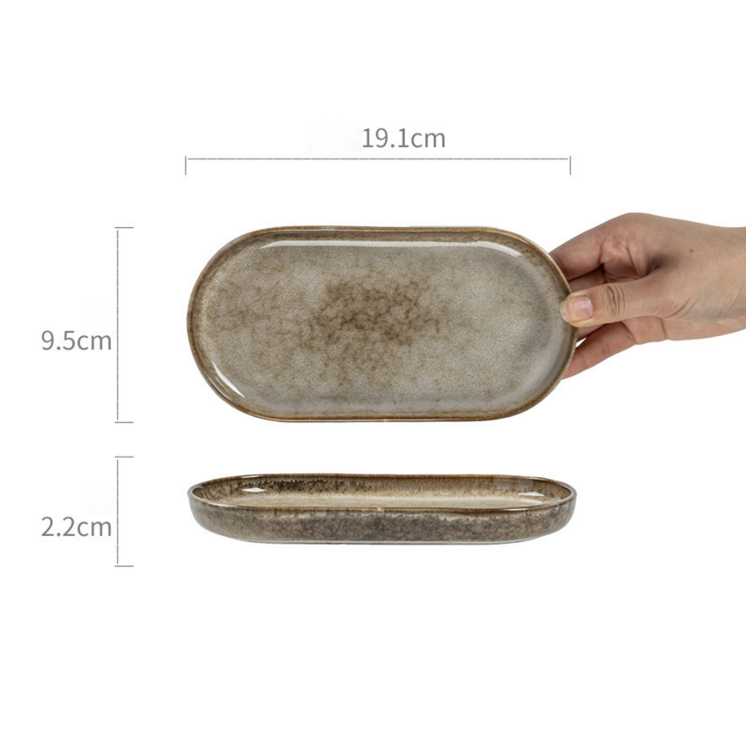 Retro Oval Ceramic Plate - Matte Brown Pasta Bowl, Japanese Style Serving Dish for Cafe, Hotel & Home (7.5 inch)