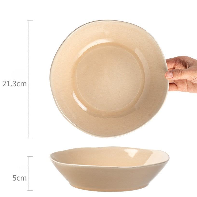 Underglaze Autumn Ceramic Bowl, 8.4 inch Large Relief Salad Soup Dish, Vintage Style Rustic Tableware, Microwave Safe Stoneware