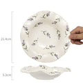 French Style Scalloped Ceramic Plate | 8.4 inch Retro Floral Dinner Plate for Salad, Pasta & Fruit | Vintage Aesthetic Dishes
