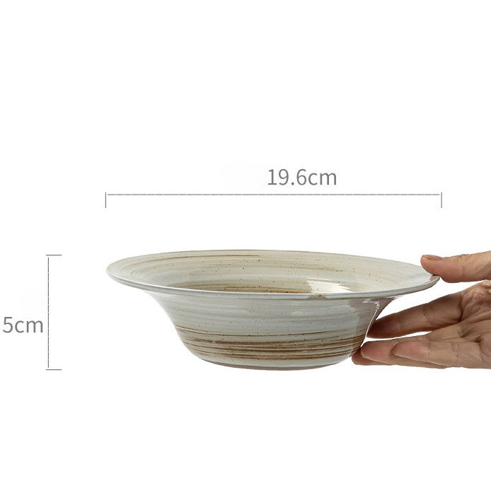 Japanese Style Ceramic Grass Hat Bowl - 8 inch Retro Pasta & Salad Bowl for Home, Restaurant, or Commercial Use