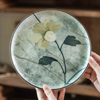 Chinese Ink Wash Painting Ceramic Plate, 8.5 inch Vintage Artistic Dinner Dish, Luxury Retro Style Salad & Appetizer Plate, Microwave Safe