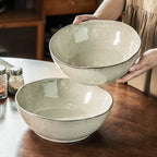 Luokong Irregular Ceramic Soup Bowl, 8.6 inch Vintage Speckled Stoneware Noodle Bowl, Large Rustic Salad & Pasta Bowl, Microwave Safe