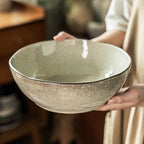 Luokong Irregular Ceramic Soup Bowl, 8.6 inch Vintage Speckled Stoneware Noodle Bowl, Large Rustic Salad & Pasta Bowl, Microwave Safe