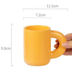 Cream Style Colorful Ceramic Mug - Cute Fat Handle Coffee & Milk Cup (280ml)