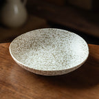 Japanese Rustic Stone Texture Ceramic Dinner Plate – 8" Vintage Deep Dish for Pasta, Salad & Steak | Microwave Safe Tableware