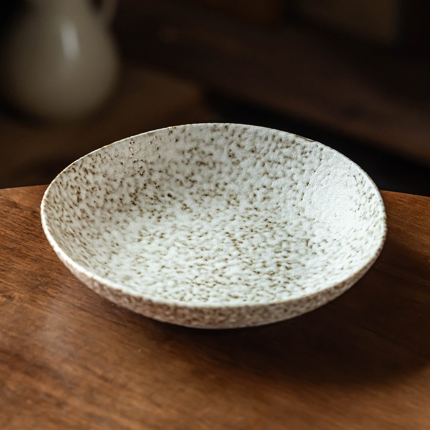 Japanese Rustic Stone Texture Ceramic Dinner Plate – 8" Vintage Deep Dish for Pasta, Salad & Steak | Microwave Safe Tableware