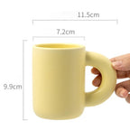 Cream Style Colorful Ceramic Mug - Cute Fat Handle Coffee & Milk Cup (280ml)
