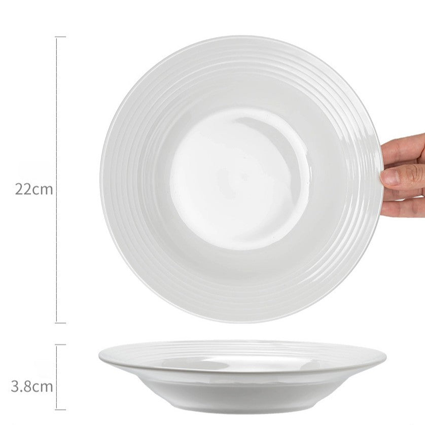 Textured Knurled Ceramic Plate, 8 inch Round Ribbed Appetizer Dish, Vintage Style Rustic Dinnerware, Microwave Safe Stoneware