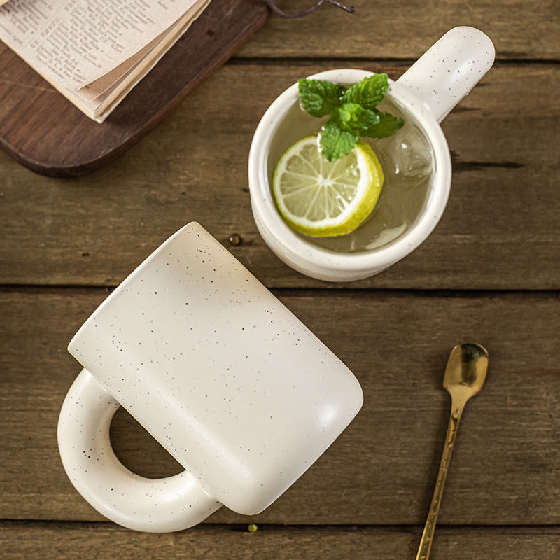 Cream Style Colorful Ceramic Mug - Cute Fat Handle Coffee & Milk Cup (280ml)