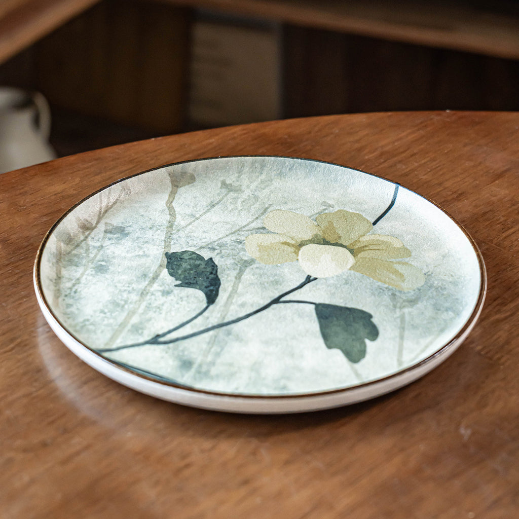 Chinese Ink Wash Painting Ceramic Plate, 8.5 inch Vintage Artistic Dinner Dish, Luxury Retro Style Salad & Appetizer Plate, Microwave Safe