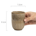 Japanese Kiln Change Glaze Ceramic Cup - Handleless Zen Style Tea/Wine Glass, 230ml, Beige & Grey