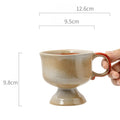 Vintage High-Stem Ceramic Coffee Cup | "Moye Brown" Wabi-Sabi Glaze | Unique Handcrafted Mug | Imperfect Beauty Style